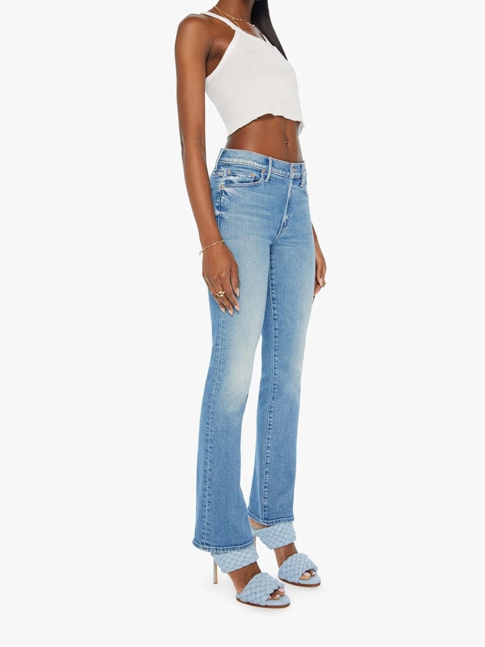 Mother The Outsider Sneak Straight Leg Jeans in Blue Waist 33